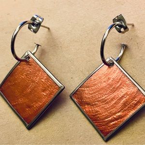Capiz Shell Earrings by Culture Mix - Apricot Orange